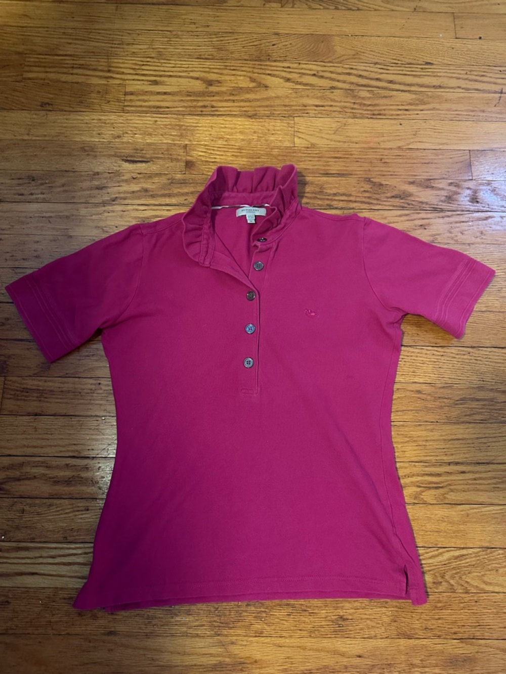 Burberry Hot Pink Ruffle Collar Polo